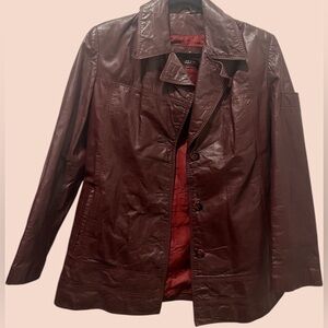 Burgundy oxblood genuine leather jacket - Etienne Aigner 1980s vintage
